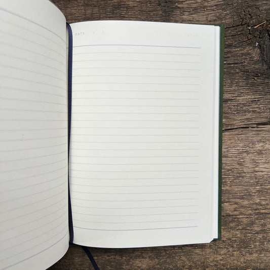 Hard Cover Lined Notebook, Medium Forest Green