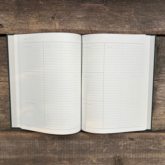 Large Hard Cover Lined Notebook, Dark Green