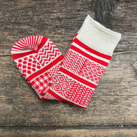 Kid's Multi Jacquard Crew Socks, Red