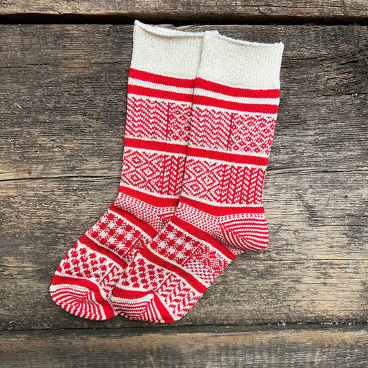Kid's Multi Jacquard Crew Socks, Red