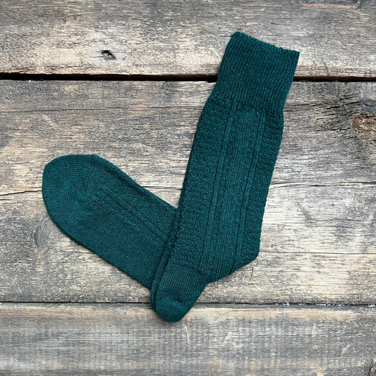 Wool Cashmere Links Combi Crew Socks, Green