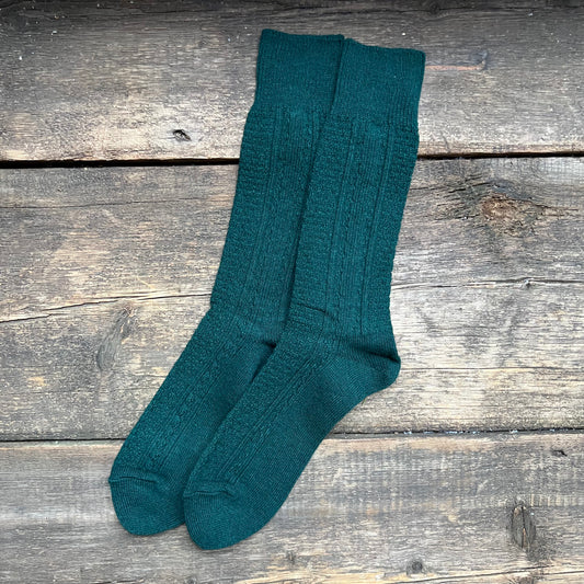 Wool Cashmere Links Combi Crew Socks, Green