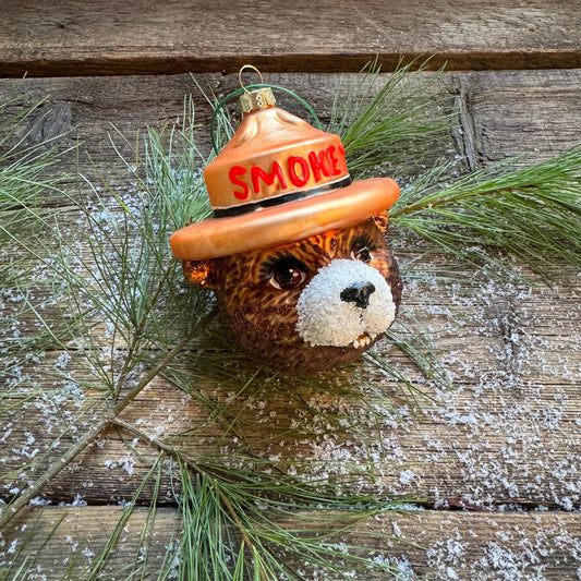 Smokey Bear Glass Ornament