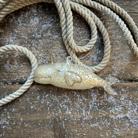 Victorian Whale Glass Ornament