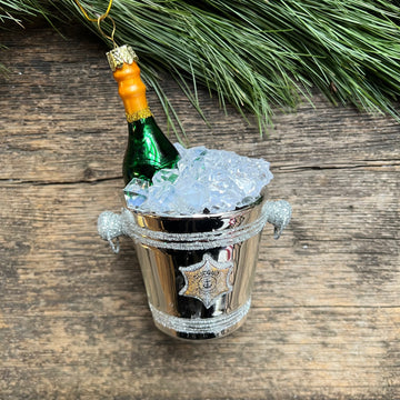 Champagne on Ice Glass Ornament