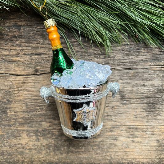 Champagne on Ice Glass Ornament