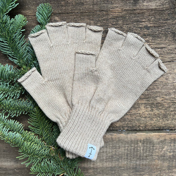 Fingerless Merino Gloves, Mushroom