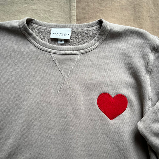 Heart Terry Crewneck, Latte