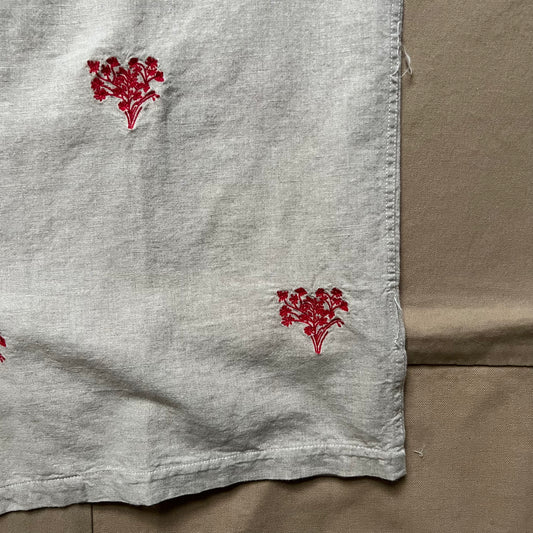 Embroidered Camp Collar Shirt, Red Bouquet