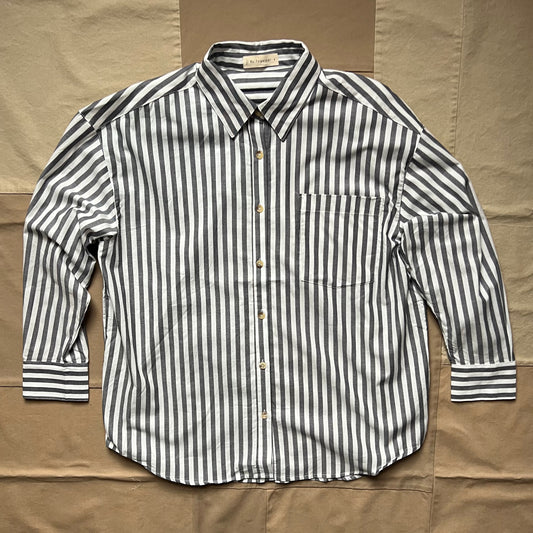 Striped Cotton Oversized Shirt, Navy