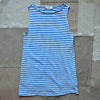 Knit Cotton Striped Round Neck Sleeveless Midi Dress, Sea Blue