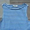 Knit Cotton Striped Round Neck Sleeveless Midi Dress, Sea Blue