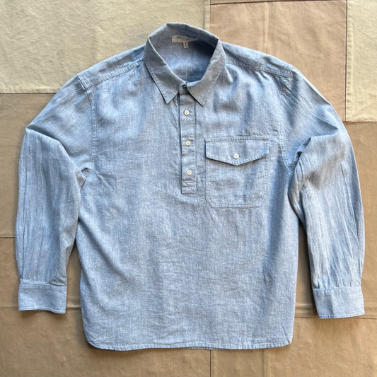 Carter Popover in Cotton Linen, Light Blue Chambray
