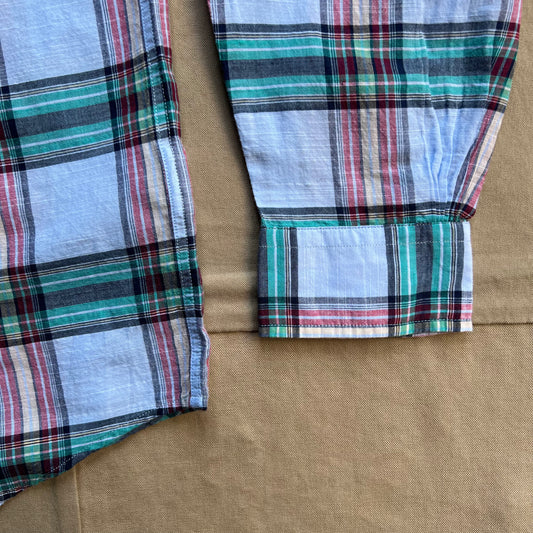 Long Sleeve Madras Shirt, Open Blue