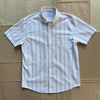 Short Sleeve Wide Striped Seersucker Shirt, White/Blue