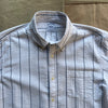 Short Sleeve Wide Striped Seersucker Shirt, White/Blue