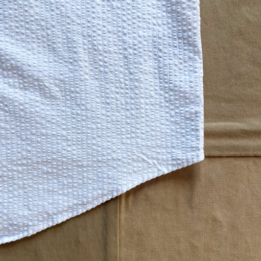 Washed Cotton Seersucker Short Sleeve Shirt, White