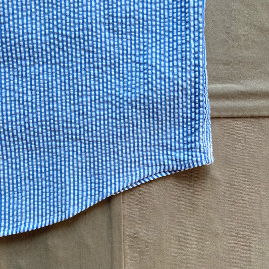Short Sleeve Striped Seersucker Shirt, Blue/White