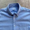 Short Sleeve Striped Seersucker Shirt, Blue/White