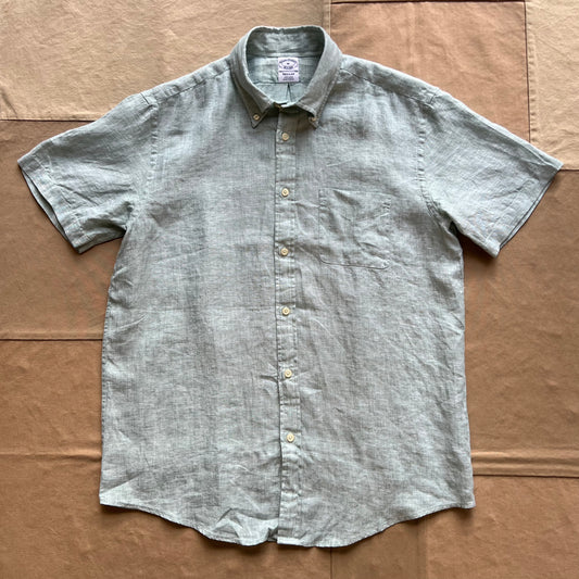Short Sleeve Linen Shirt, Green