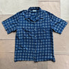 Indigo Block Print Circles Camper Shirt
