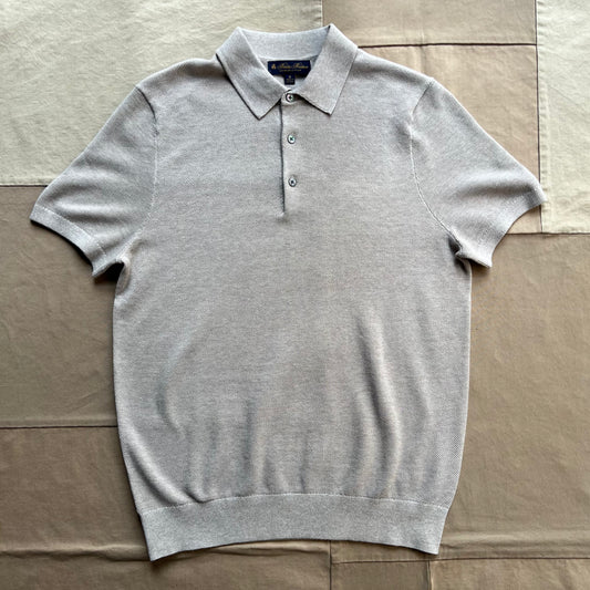 Short Sleeve Supima Cotton Pique Polo Sweater, Tan