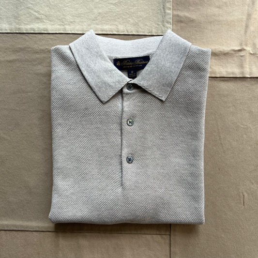 Short Sleeve Supima Cotton Pique Polo Sweater, Tan