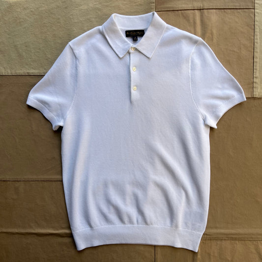 Short Sleeve Supima Cotton Pique Polo Sweater, White