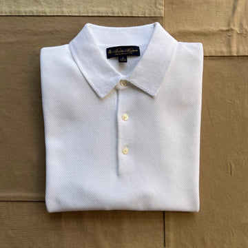 Short Sleeve Supima Cotton Pique Polo Sweater, White