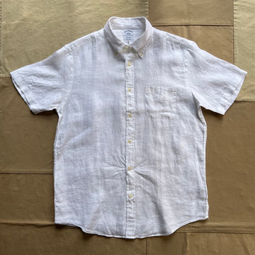 Short Sleeve Linen Shirt, White