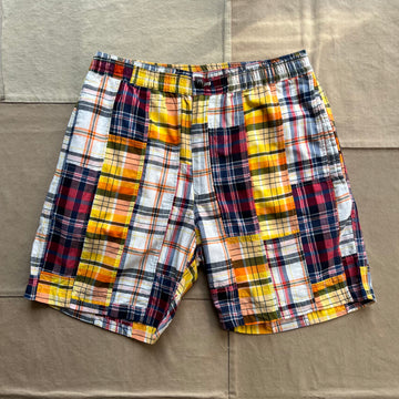 Lax Drawstring Patchwork Shorts, Multi Check