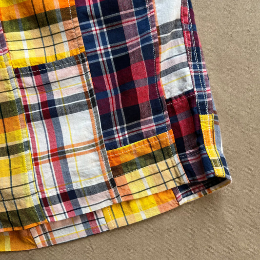 Lax Drawstring Patchwork Shorts, Multi Check