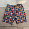 Lax Drawstring Shorts, Navy Yellow Check