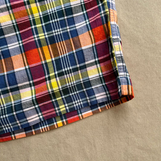 Lax Drawstring Shorts, Navy Yellow Check