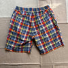 Lax Drawstring Shorts, Navy Yellow Check