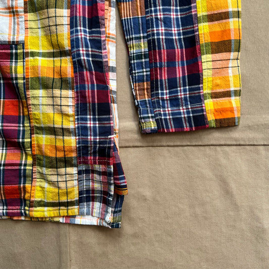 Hooded Patchwork Kurta, Multi Check