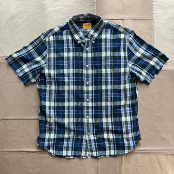 Classic Button Down Collar Short Sleeve Shirt, Navy Multi Check
