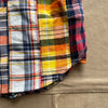 Classic Button Down Collar Short Sleeve Shirt, Patchwork Multi Check