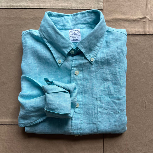 Irish Linen Sport Shirt, Turquoise