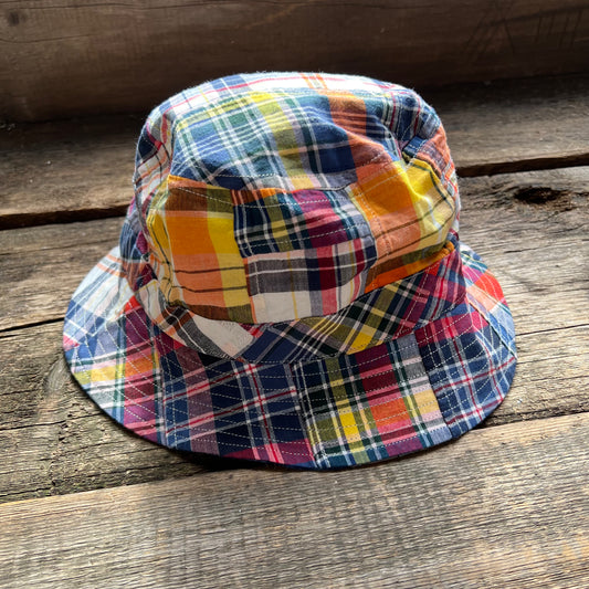 Reversible Bucket Hat, Multi Check/Indigo Print