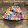 Reversible Bucket Hat, Multi Check/Indigo Print
