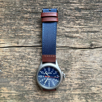 Expedition Scout 40mm Fabric Strap Watch, Navy/Brown