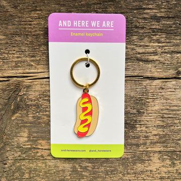 Hot Dog Enamel Keychain
