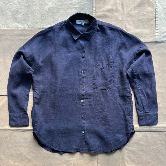 Jo Shirt in Linen, Dark Navy