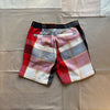 Sault Drawstring Waffle Weave Shorts, Navy Red Check