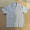 Striped Linen Camp Collar Shirt, Olive