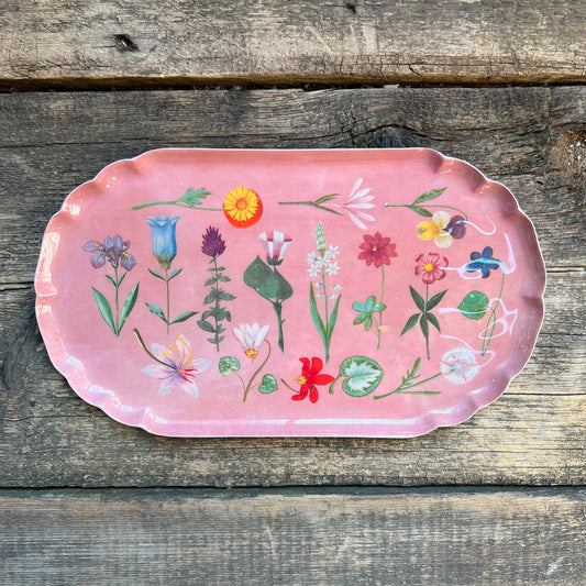 Floral Scalloped Edge Enamel Tray