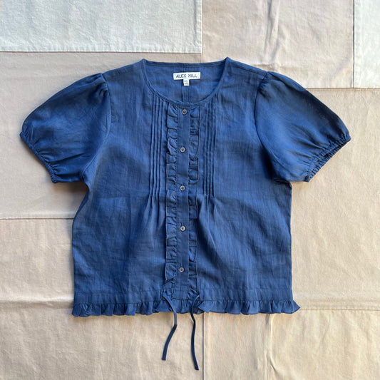 Brittany Top in Ramie, Navy