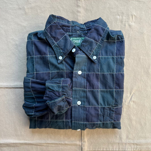 Gitman Vintage, Navy Checked Organic Cotton