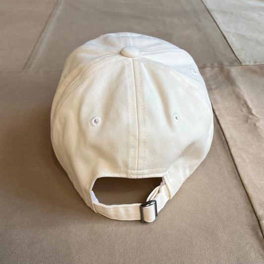 Floral Twill Cap, Ecru